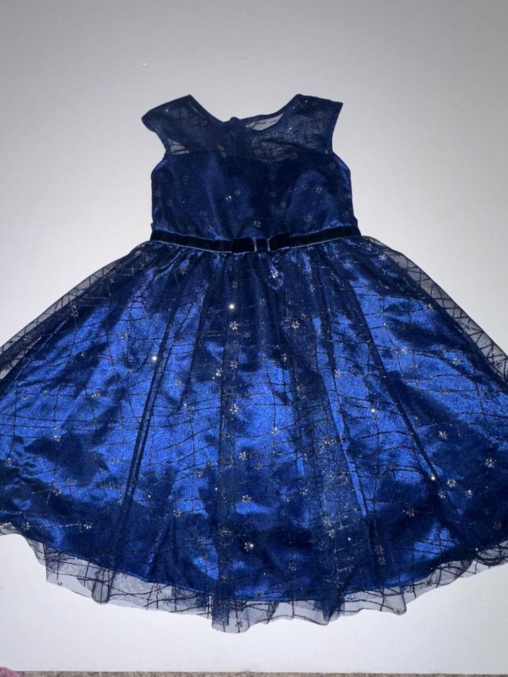 JONA MICHELLE Girls Tulle Formal Navy Blue Dress Size 5 glittery! STUNNING!